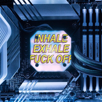 Inhale Exhale Fuck Off AIO Cover for Corsair iCUE ELITE CAPELLIX (H100i, H115i, H150i Black and White)