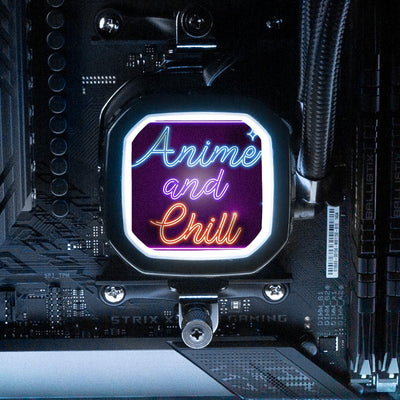 Neon Anime and Chill AIO Cover for Corsair RGB Hydro Platinum and Pro Series (H100i, H115i, H150i, H100X, XT, X, SE, H60)