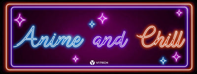 Neon Anime and Chill Large Mouse Pad
