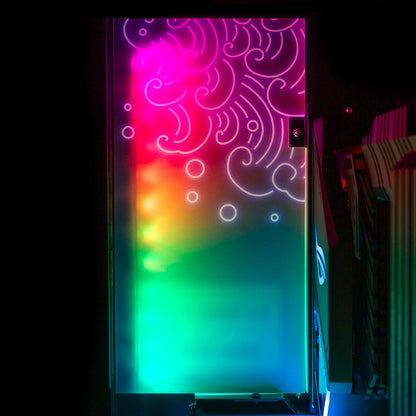 Neon Carpe Koi Lian Li O11 and Dynamic and XL Rear Panel Plate Cover with ARGB LED Lighting - Donnie Art - V1Tech