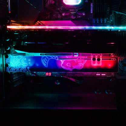 Neon Carpe Koi RGB GPU Support Bracket - Donnie Art - V1Tech