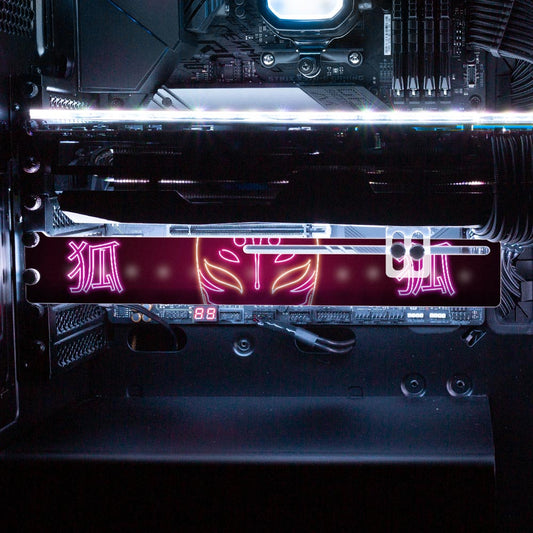 Neon Kitsune Mask RGB GPU Support Bracket - Donnie Art - V1Tech