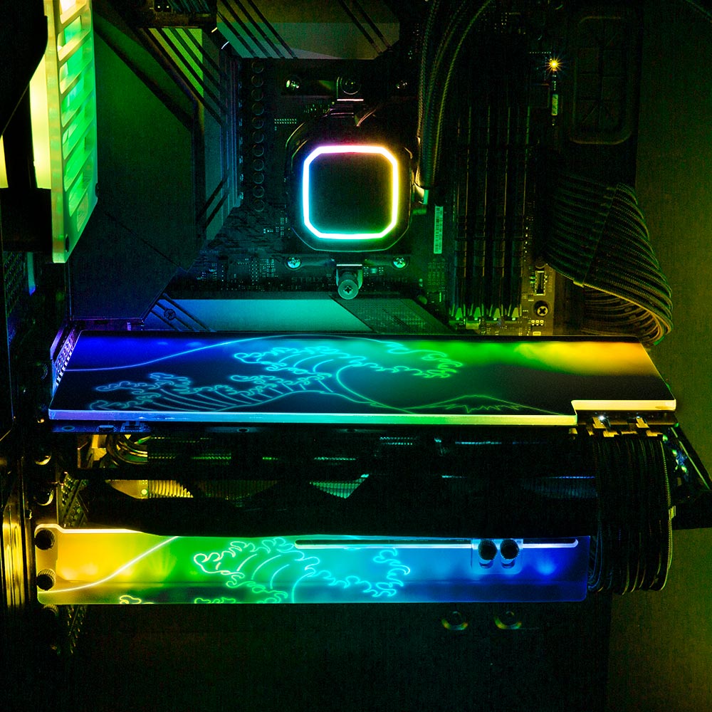 Neon Wave RGB GPU Support Bracket - Donnie Art - V1Tech