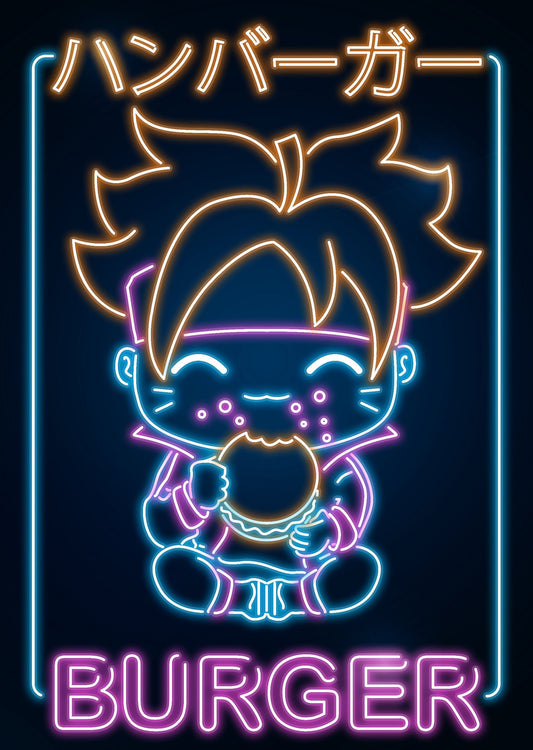 Retro Neon Burger Ninja