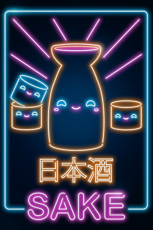 Retro Neon Kawaii Sake