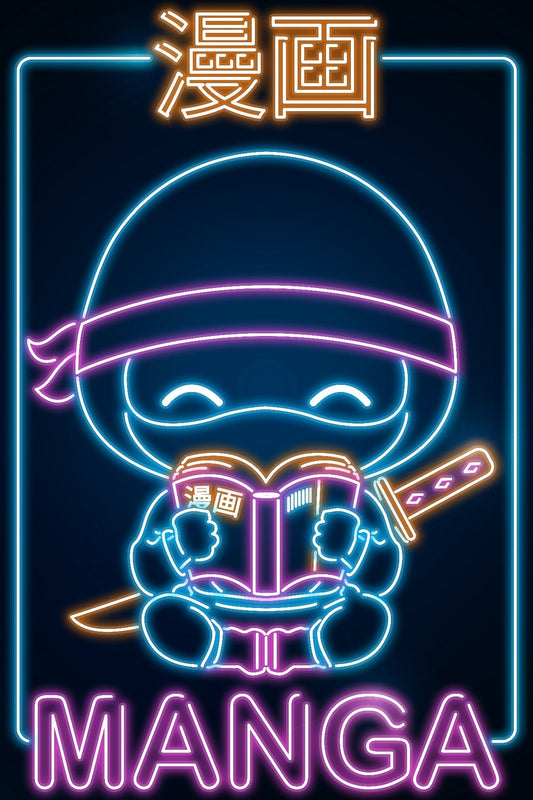 Retro Neon Manga Ninja