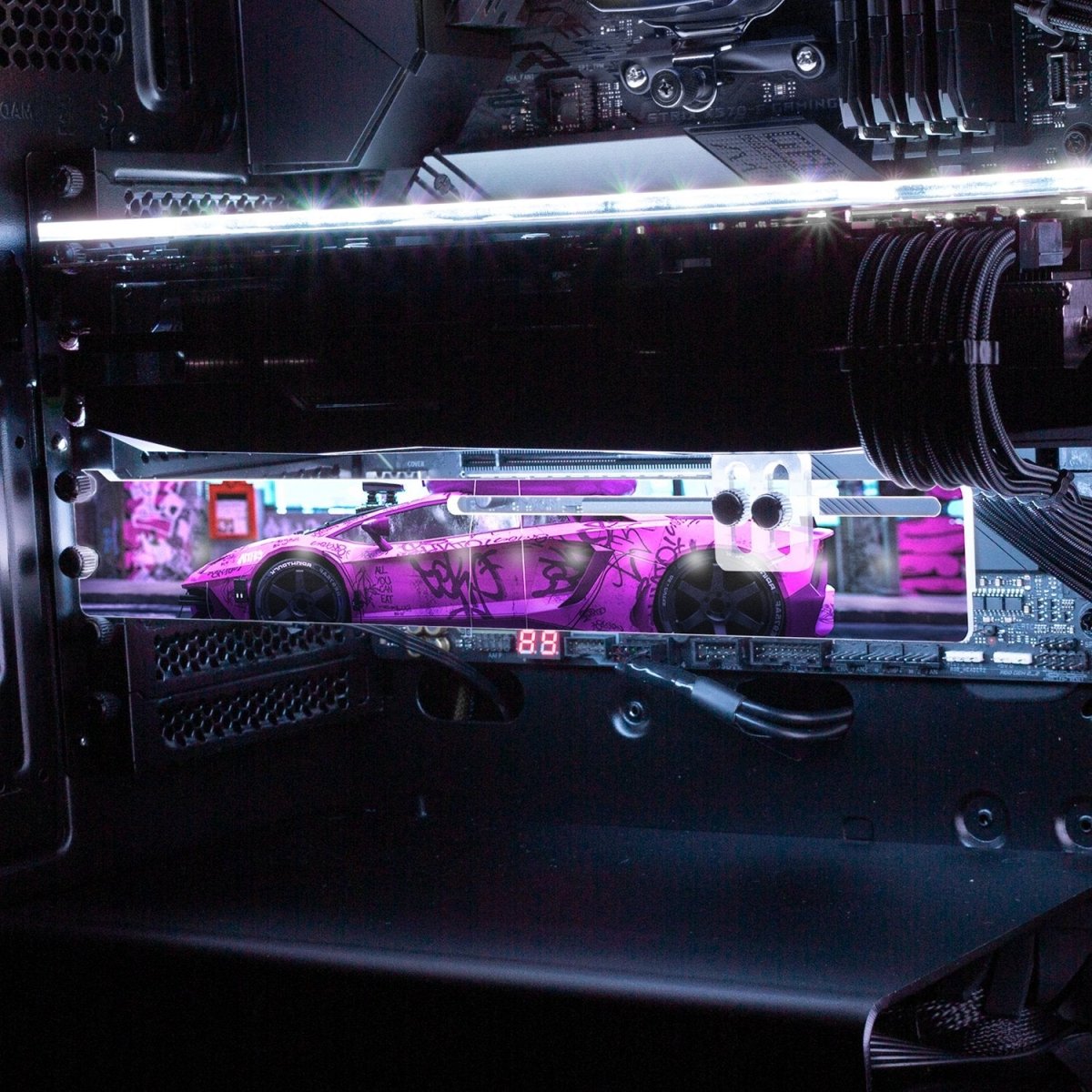 Bad Flamingo RGB GPU Support Bracket - Skie Graphic Studio - V1Tech