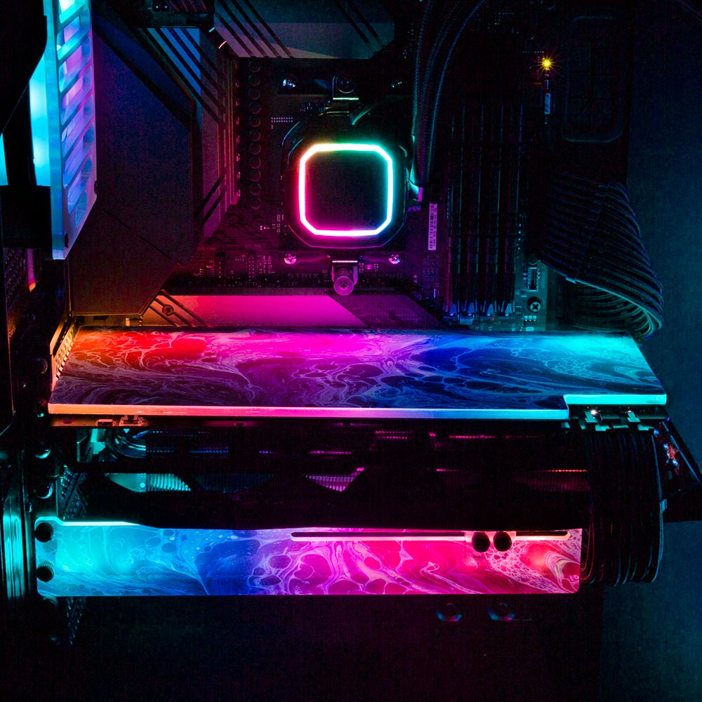 Blue Neon RGB GPU Support Bracket - Geoglyser - V1Tech