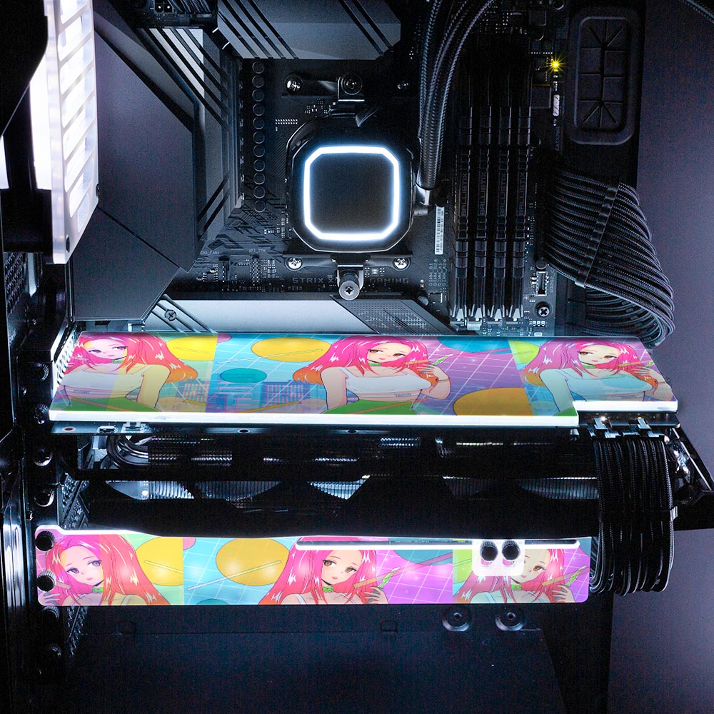 Born in the 90s RGB GPU Support Bracket - YacilArt - V1Tech