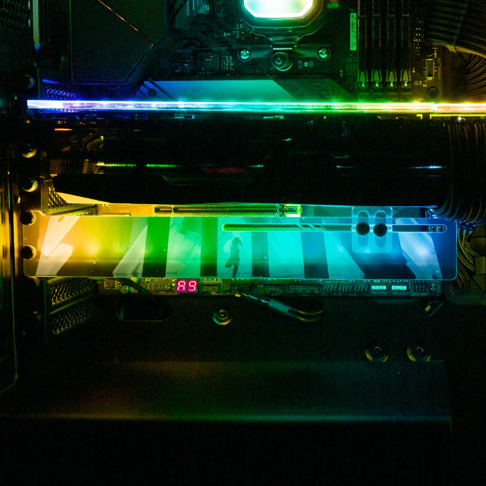 Crystal Cathedral RGB GPU Support Bracket - Ghost Data - V1Tech