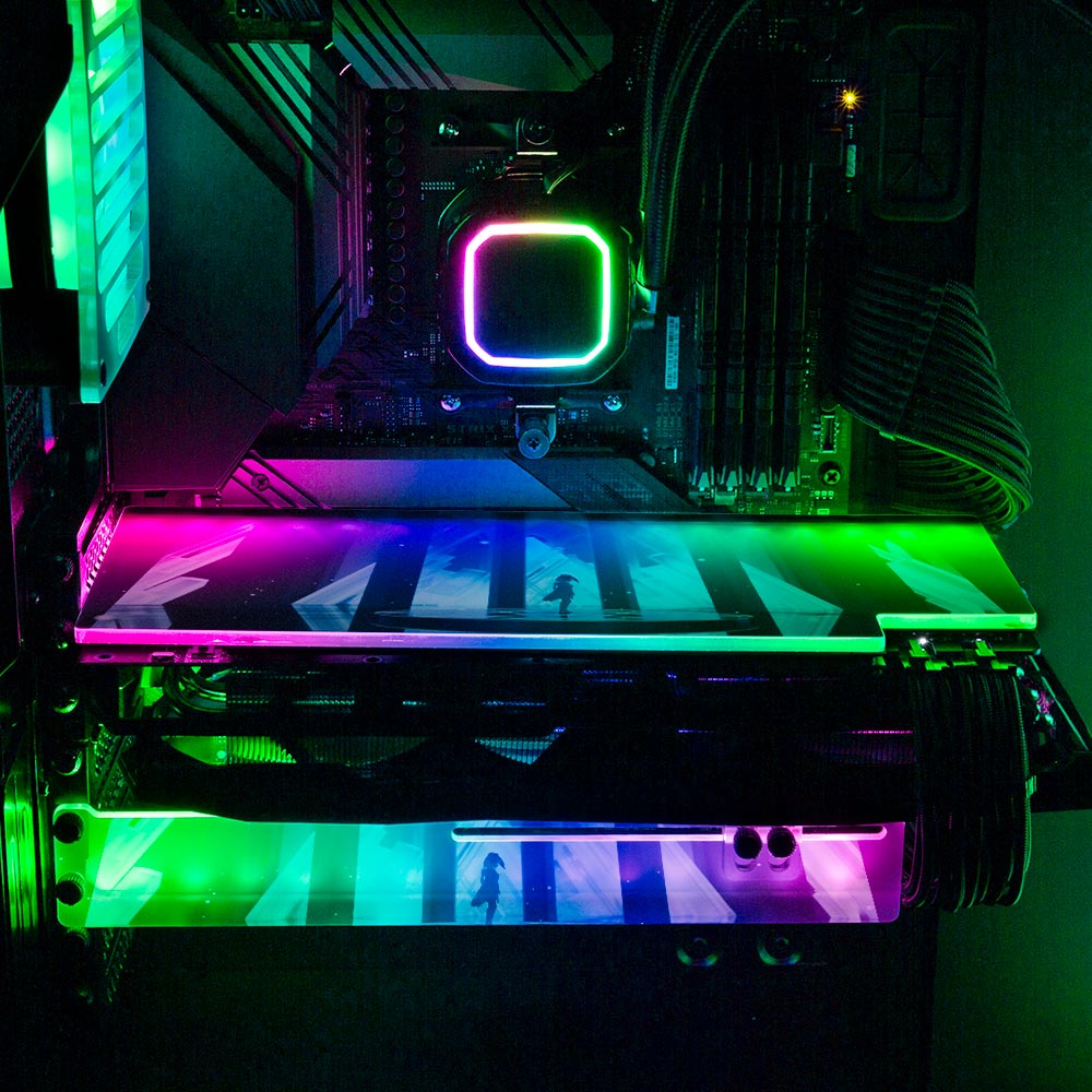 Crystal Cathedral RGB GPU Support Bracket - Ghost Data - V1Tech