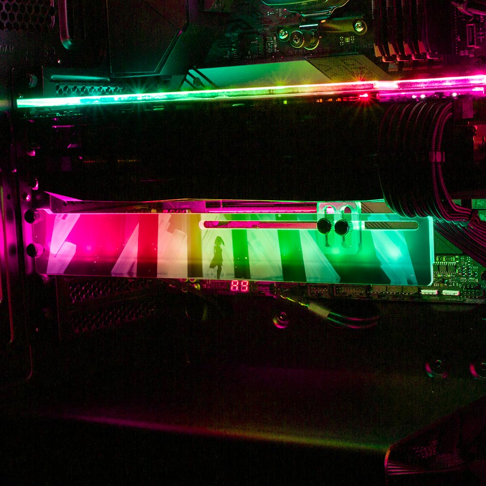 Crystal Cathedral RGB GPU Support Bracket - Ghost Data - V1Tech