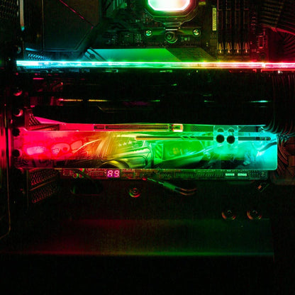 Cyber DeLorean2 RGB GPU Support Bracket - Skie Graphic Studio - V1Tech