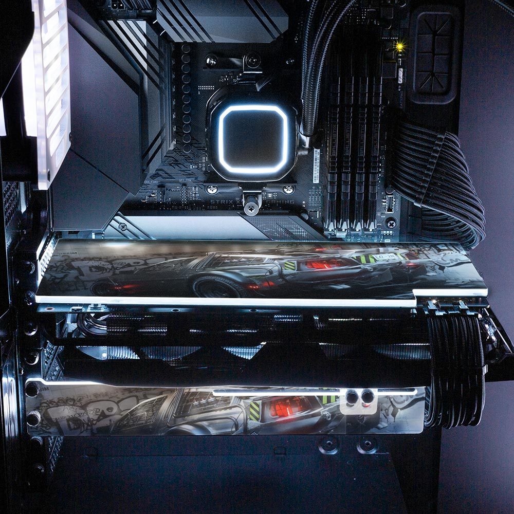 Cyber DeLorean2 RGB GPU Support Bracket - Skie Graphic Studio - V1Tech