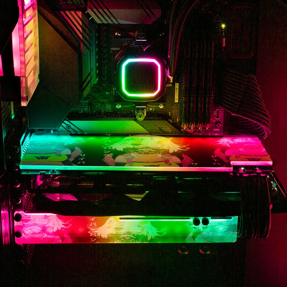 Cyberpunk Gothic Girl RGB GPU Support Bracket - YacilArt - V1Tech