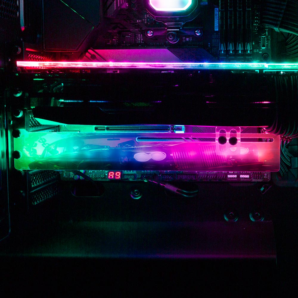 Dark Oak RGB GPU Support Bracket - The Dizzy Viper - V1Tech