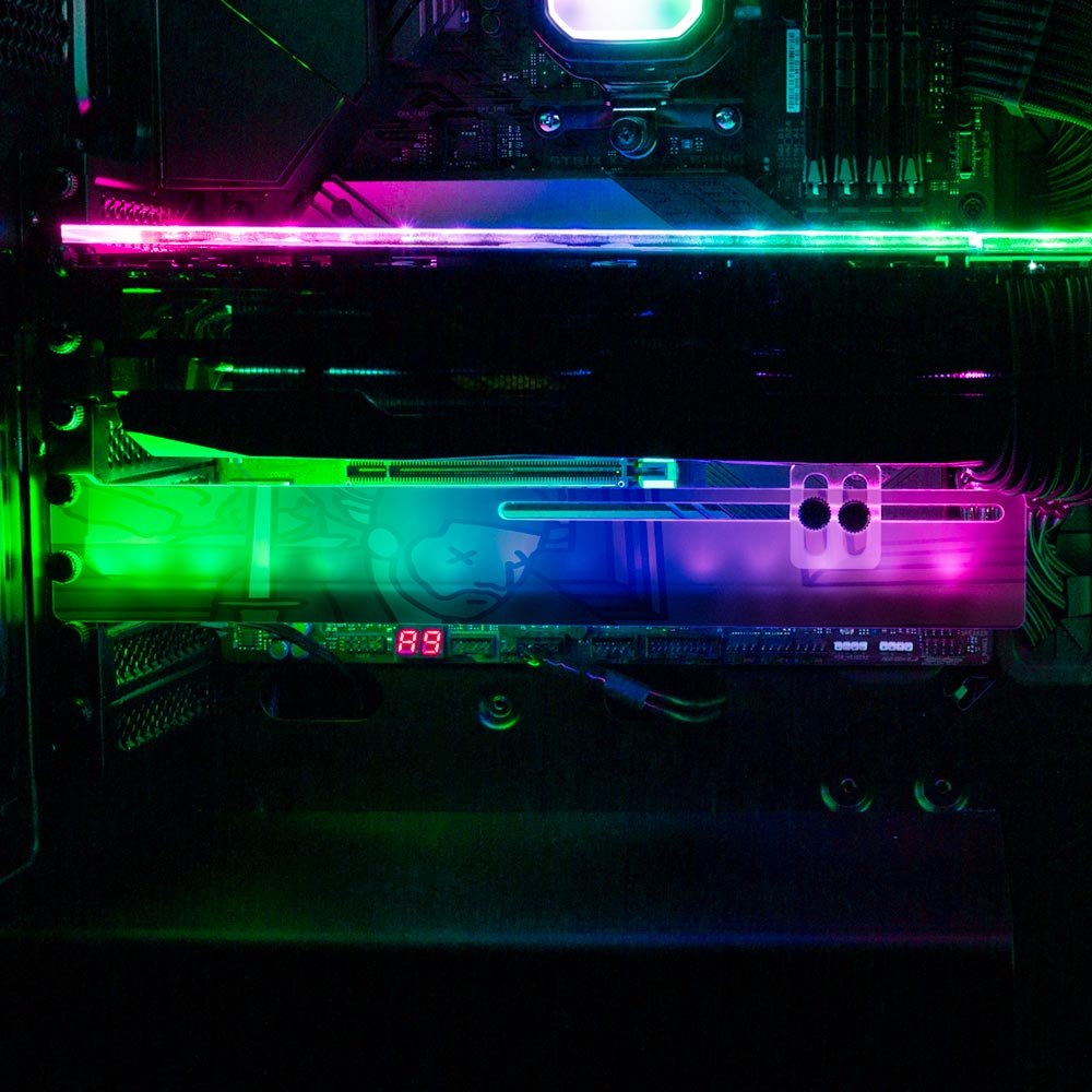 Midnight Blues RGB GPU Support Bracket - Utopia Graphix - V1Tech