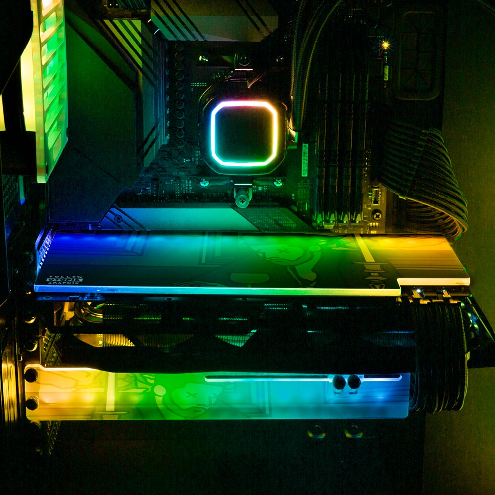 Midnight Blues RGB GPU Support Bracket - Utopia Graphix - V1Tech