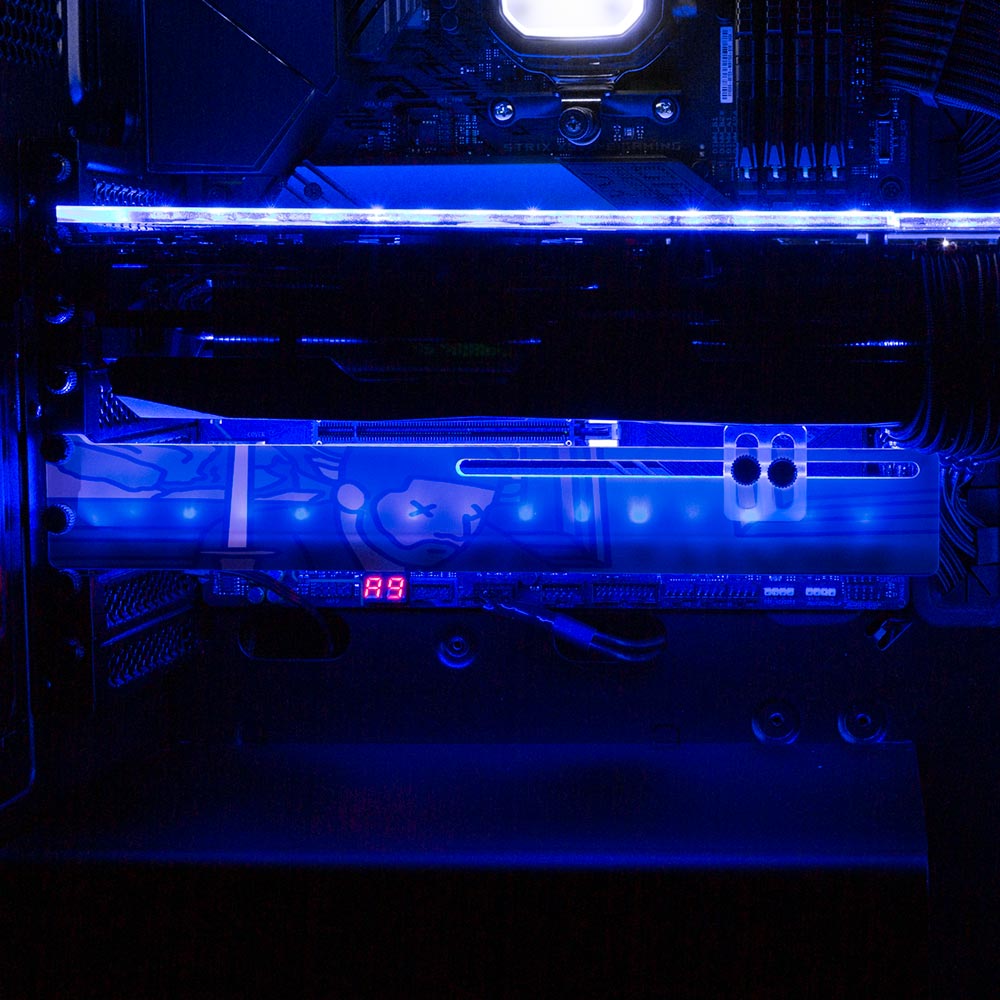 Midnight Blues RGB GPU Support Bracket - Utopia Graphix - V1Tech