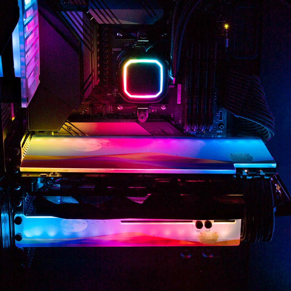 Rainbow Desert RGB GPU Support Bracket - Spectacular.way - V1Tech