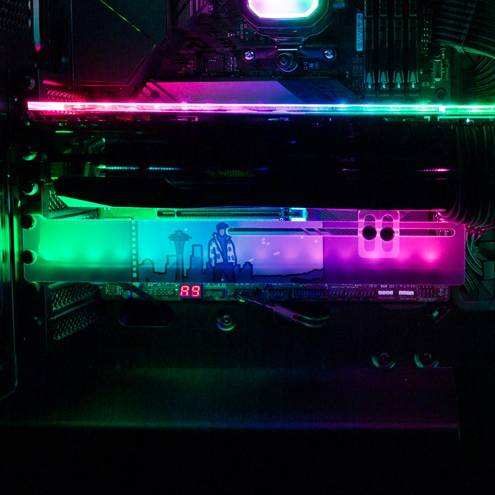 Snow Storm RGB GPU Support Bracket - Utopia Graphix - V1Tech