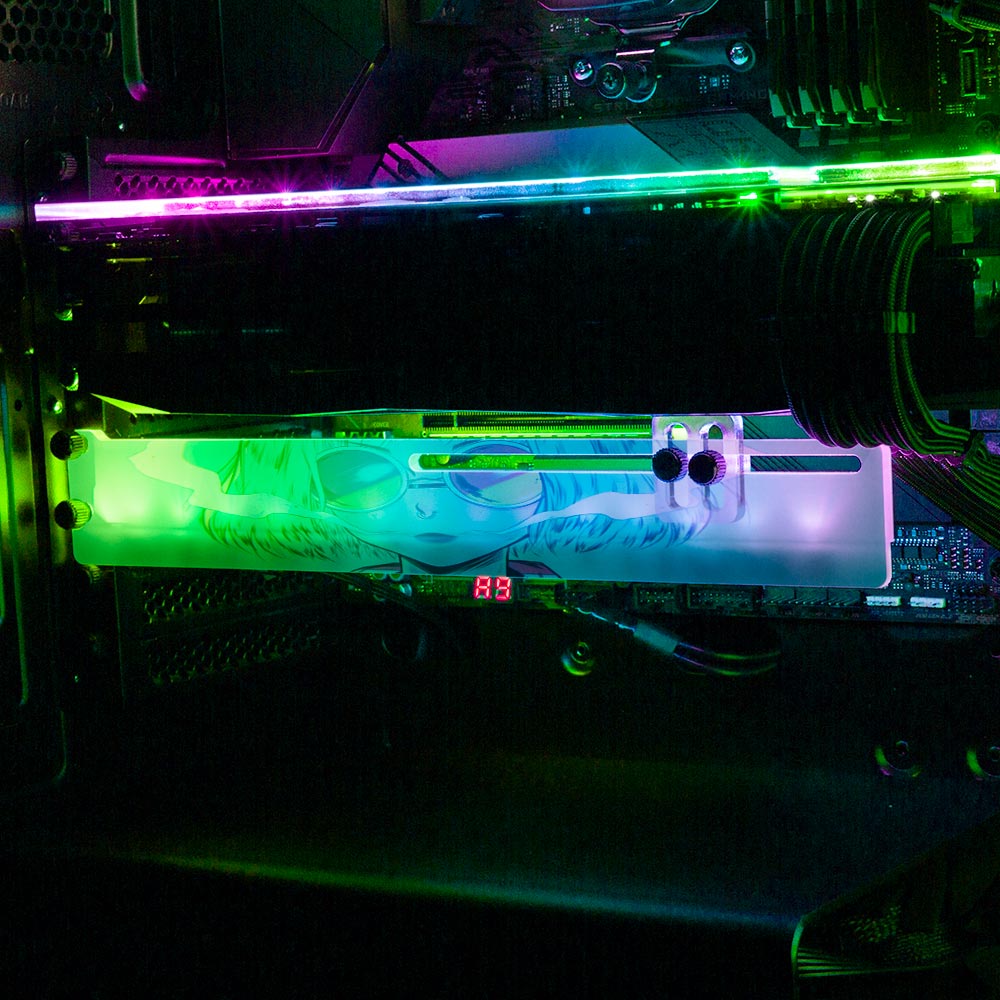 Striped Anime Girl RGB GPU Support Bracket - YacilArt - V1Tech