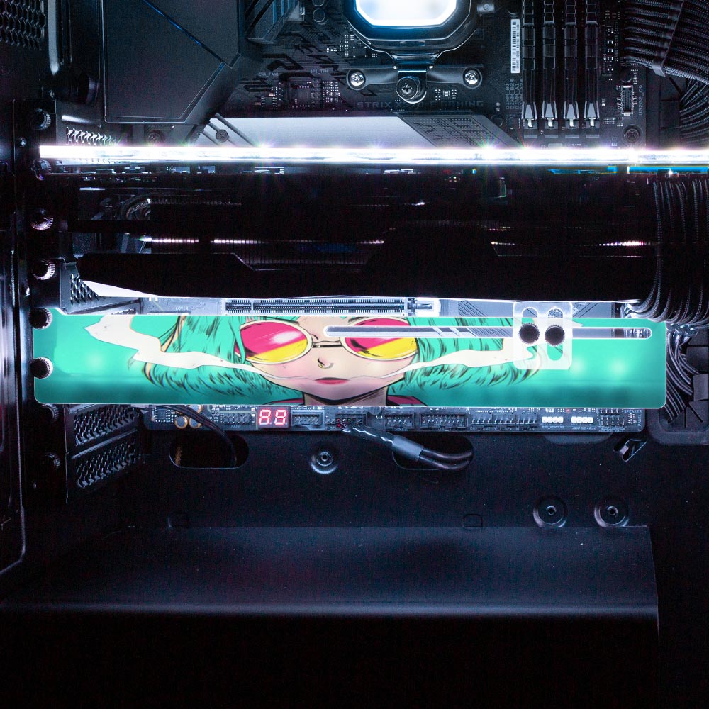 Striped Anime Girl RGB GPU Support Bracket - YacilArt - V1Tech