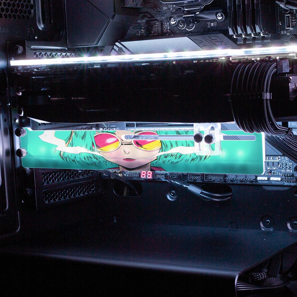 Striped Anime Girl RGB GPU Support Bracket - YacilArt - V1Tech