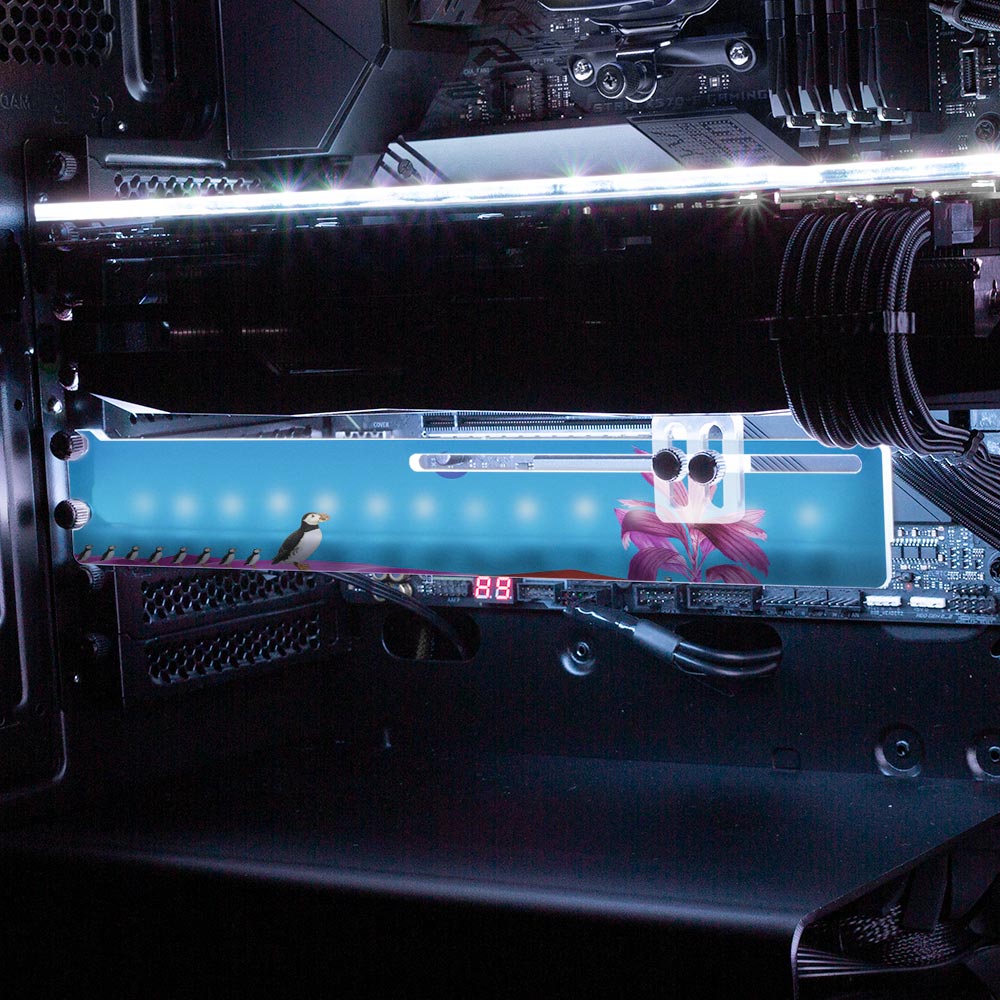 The Lost Penguin RGB GPU Support Bracket - Spectacular.way - V1Tech