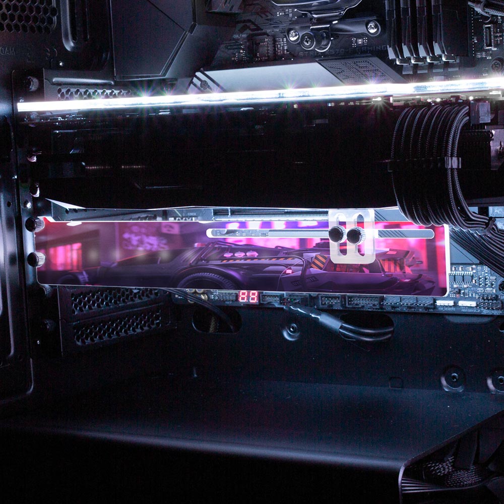 The New DeLorean 2 RGB GPU Support Bracket - Skie Graphic Studio - V1Tech