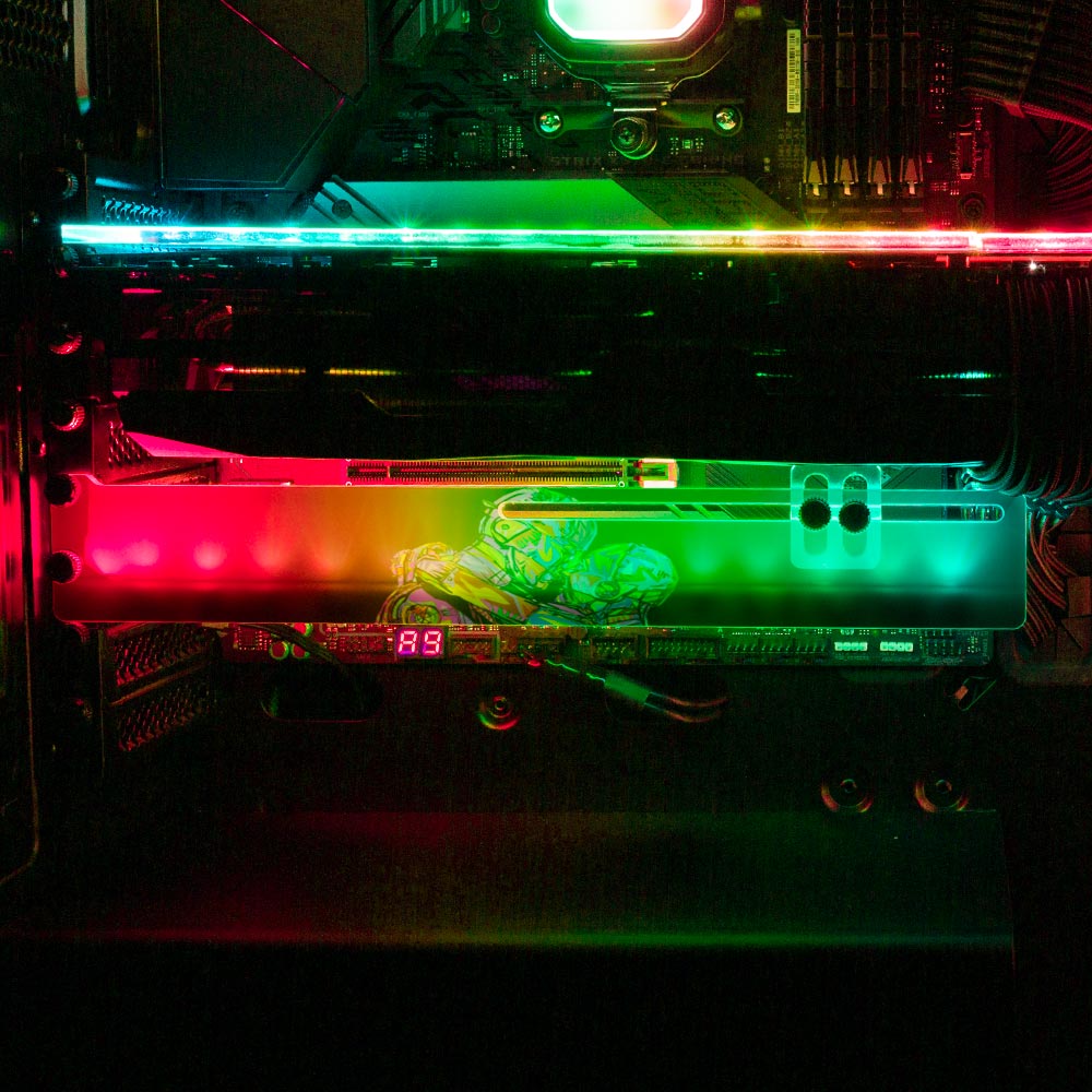 Valentines Robots RGB GPU Support Bracket - Technodrome1 - V1Tech