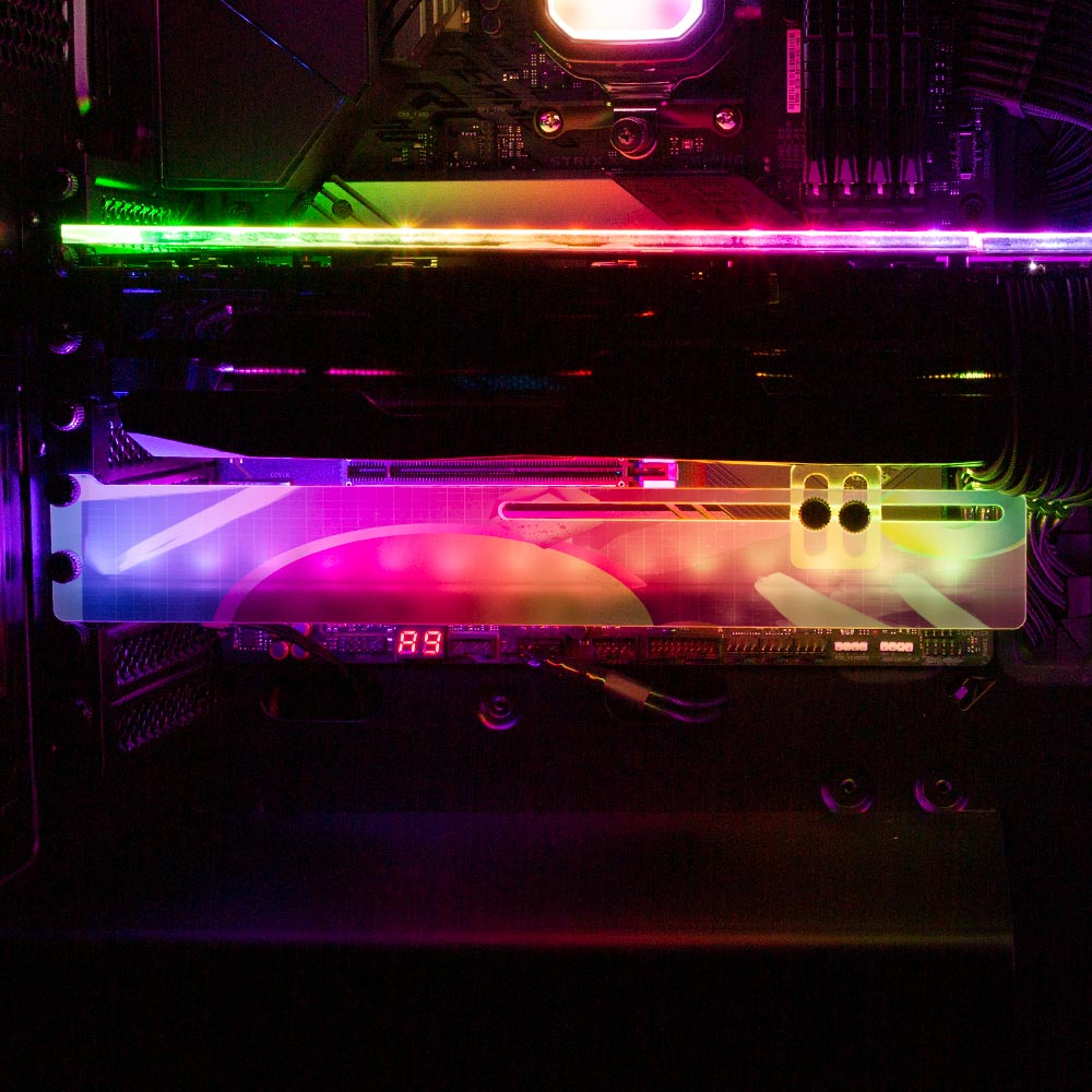 Vaporswavey RGB GPU Support Bracket - Devil May Create - V1Tech