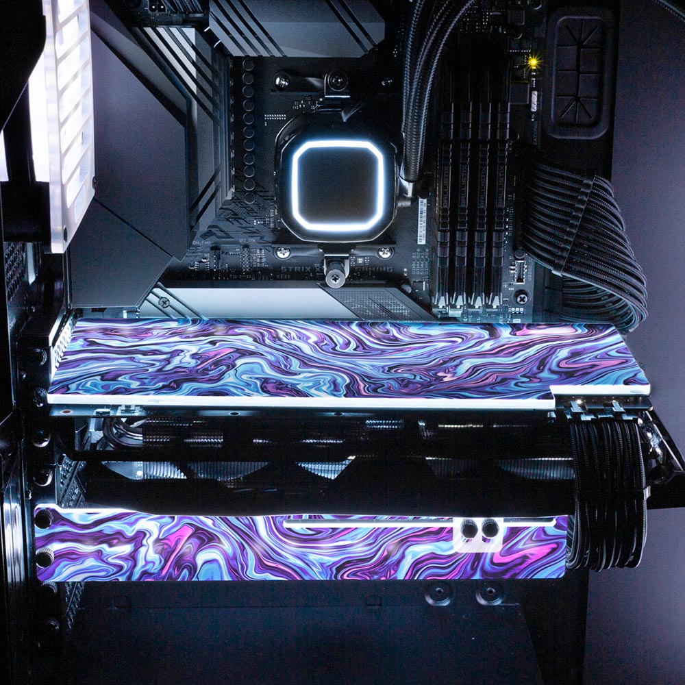 Vaporwave Fluid RGB GPU Support Bracket - Geoglyser - V1Tech