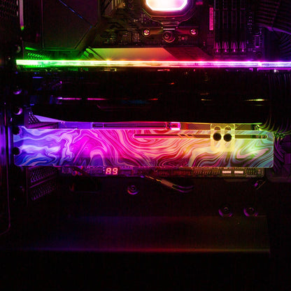 Vaporwave Fluid RGB GPU Support Bracket - Geoglyser - V1Tech