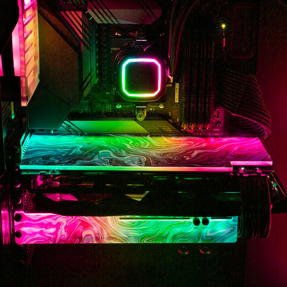 Vaporwave Fluid RGB GPU Support Bracket - Geoglyser - V1Tech