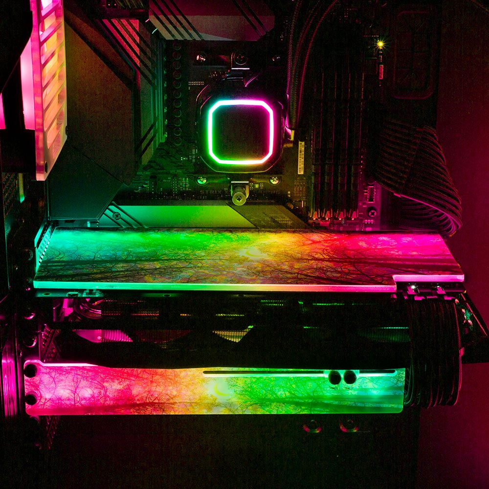 A Rainbow Night RGB GPU Support Bracket - Cajuca Art - V1Tech