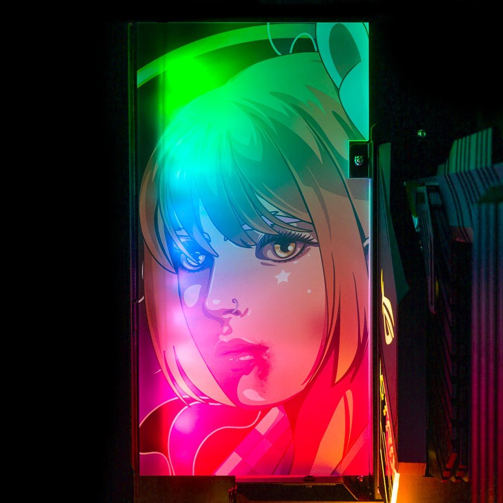 Bad Mood Girl Lian Li O11 and Dynamic and XL Rear Panel Plate Cover with ARGB LED Lighting - HeyMoonly - V1Tech
