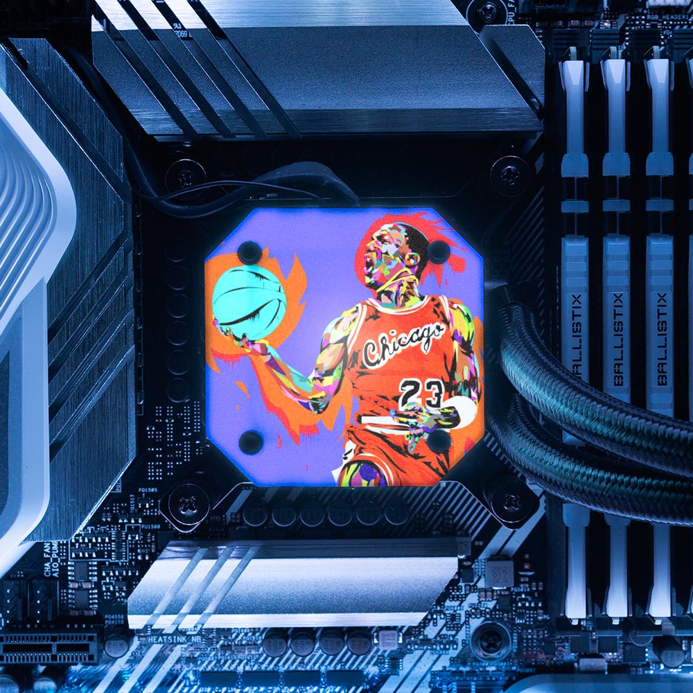 Basketball MVP AIO Cover for Corsair iCUE ELITE CAPELLIX (H100i, H115i, H150i Black and White) - Technodrome1 - V1Tech