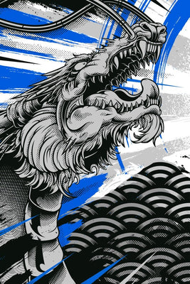 Battle of the Water Dragon Plexi Glass Wall Art