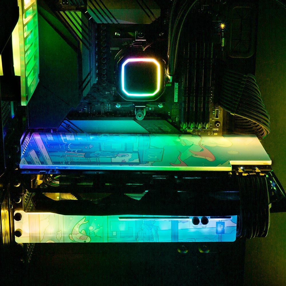 Blue Chapter RGB GPU Support Bracket - XmioArt - V1Tech
