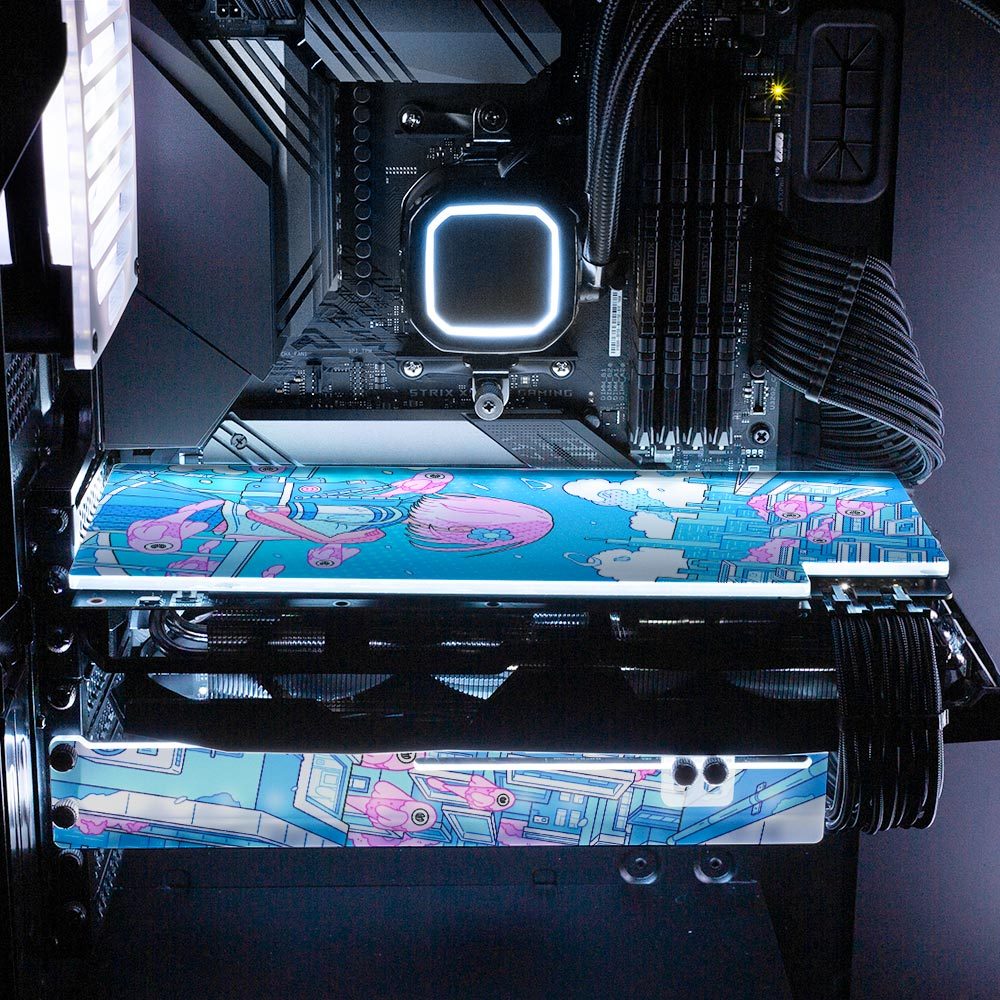 Blue Color RGB GPU Support Bracket - XmioArt - V1Tech