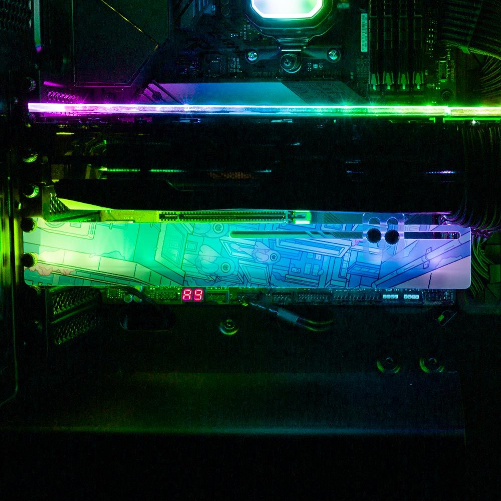 Blue Color RGB GPU Support Bracket - XmioArt - V1Tech
