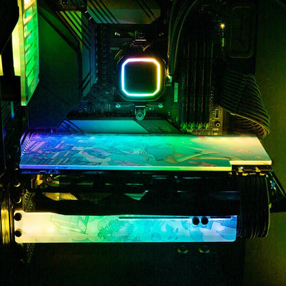 Blue Divergence RGB GPU Support Bracket - XmioArt - V1Tech