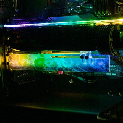 Blue Neon RGB GPU Support Bracket - Geoglyser - V1Tech