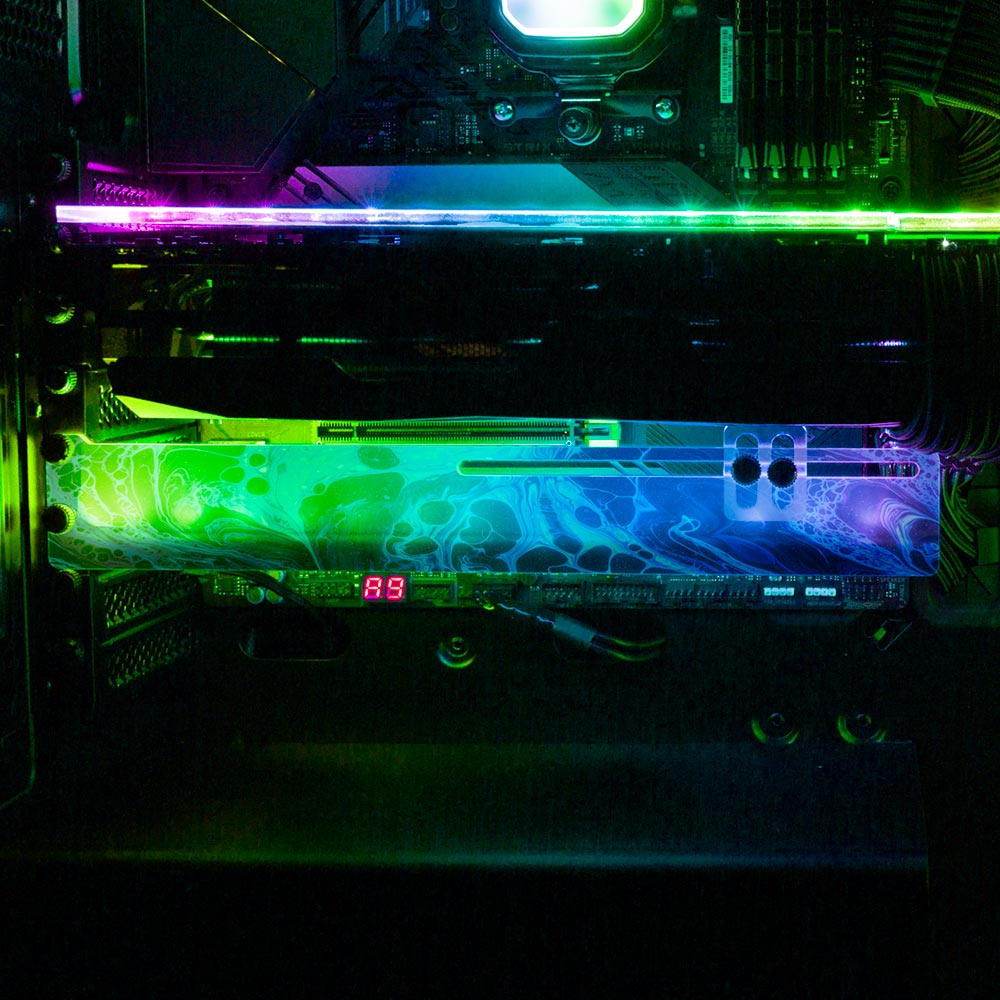 Blue Neon RGB GPU Support Bracket - Geoglyser - V1Tech