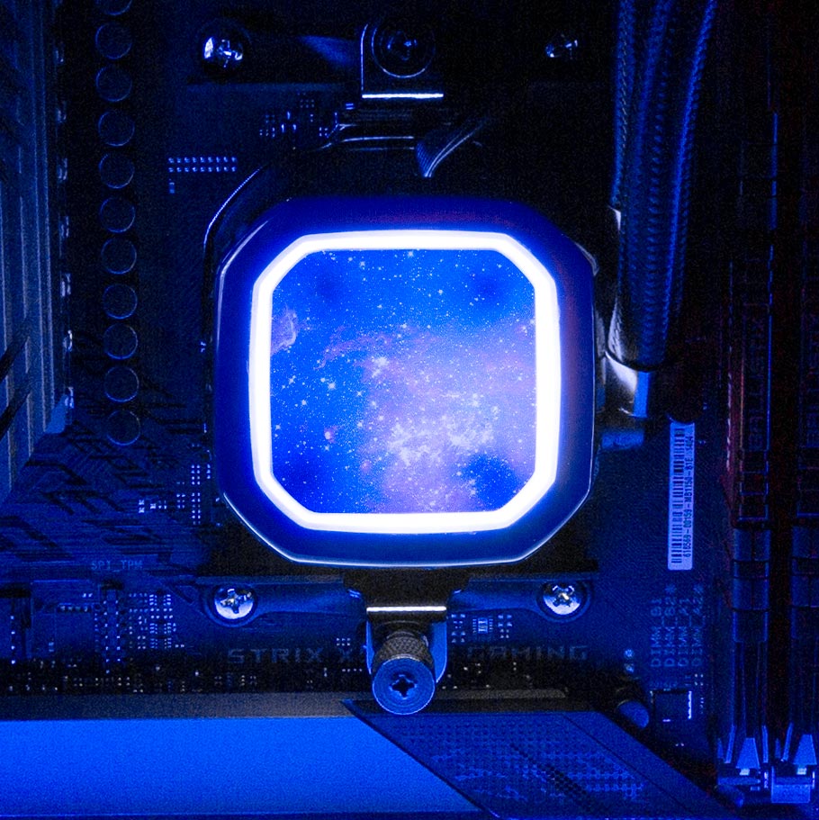 Blue Space AIO Cover for Corsair RGB Hydro Platinum and Pro Series (H100i, H115i, H150i, H100X, XT, X, SE, H60) - V1Tech