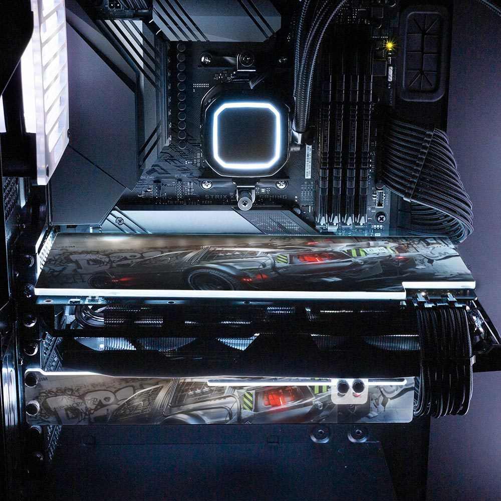 Cyber DeLorean2 RGB GPU Backplate - Skie Graphic Studio - V1Tech