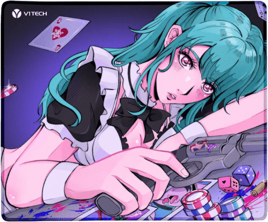 Cyber Gambler Medium Mouse Pad - B Clarissa Art - V1Tech