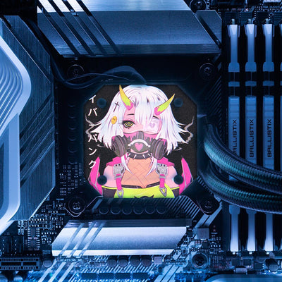 Cyberpunk Gothic Girl AIO Cover for Corsair iCUE ELITE CAPELLIX (H100i, H115i, H150i Black and White)