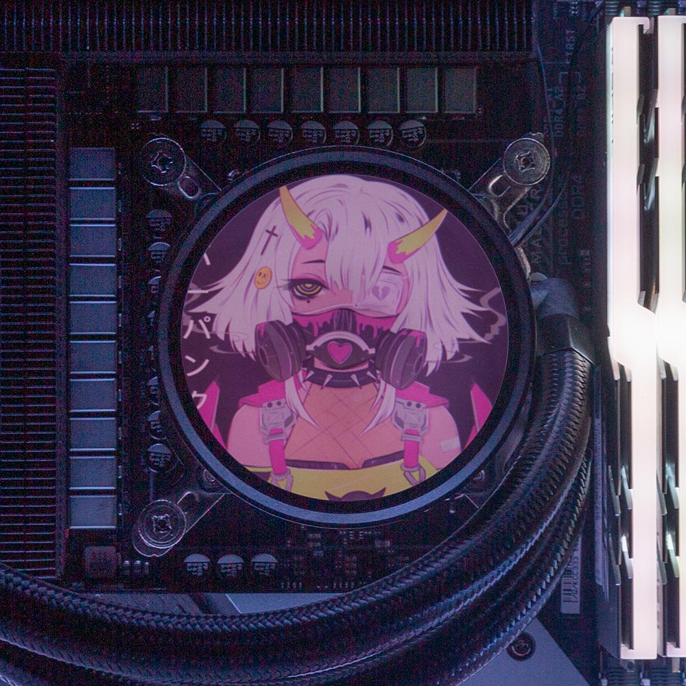 Cyberpunk Gothic Girl AIO Cover for DeepCool Castle 240EX 280EX 360EX Addressable RGB - YacilArt - V1Tech
